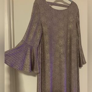 Shimmer Dress with Balloon Sleeves